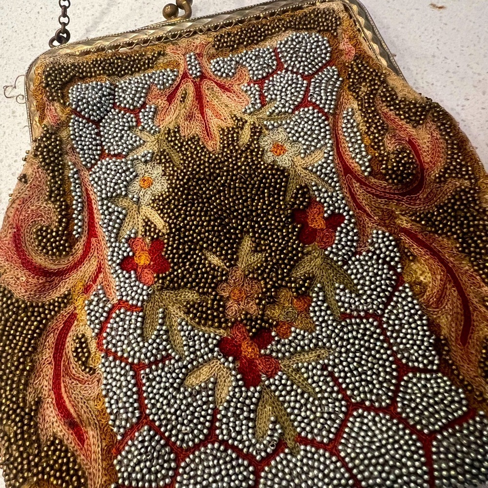 Antique Hand-Beaded Evening Purse – Made in Paris, France by Metro Parry Works - Picture 6 of 8